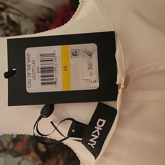 DKNY long sleeve blouse size M white color - Picture 8 of 12